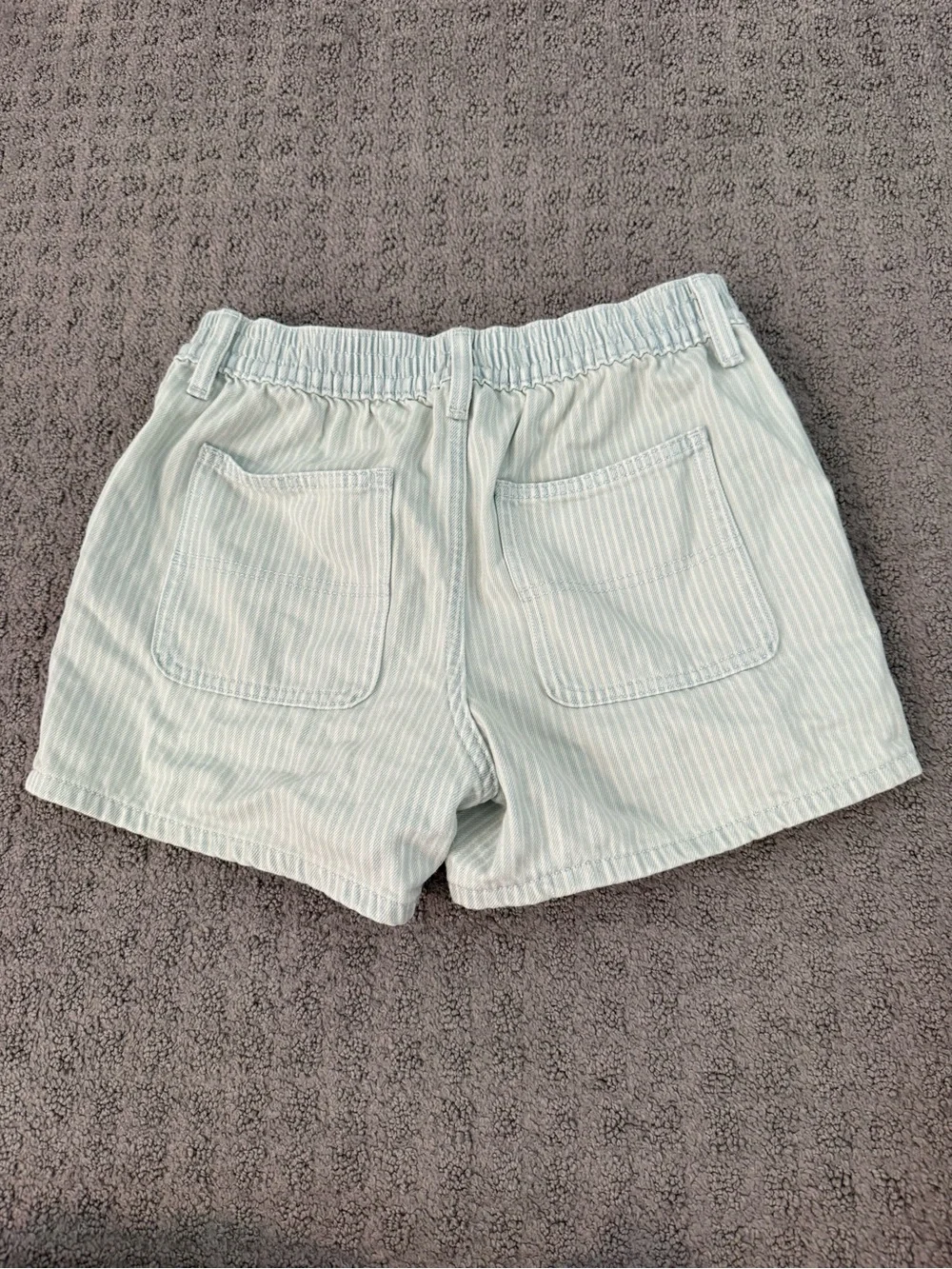 Old Navy Light Blue & White Pinstripe Girls' Elastic-Waist Shorts
